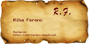 Riha Ferenc névjegykártya